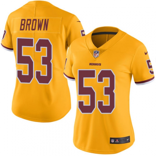 Nike Redskins #53 Zach Brown Gold Womens Stitched NFL Limited Rush Jersey Nike Redskins #53 Zach Brown Gold Womens Stitched NFL Limited Rush Jersey