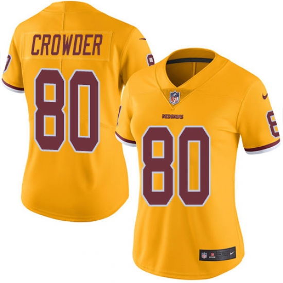 Nike Redskins #80 Jamison Crowder Gold Womens Stitched NFL Limited Rush Jersey Nike Redskins #80 Jamison Crowder Gold Womens Stitched NFL Limited Rush Jersey