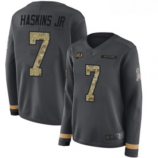 Redskins #7 Dwayne Haskins Jr Anthracite Salute to Service Women Stitched Football Limited Therma Long Sleeve Jersey Redskins #7 Dwayne Haskins Jr Anthracite Salute to Service Women Stitched Football Limited Therma Long Sleeve Jersey