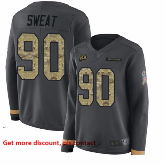 Redskins 90 Montez Sweat Anthracite Salute to Service Women Stitched Football Limited Therma Long Sleeve Jersey Redskins 90 Montez Sweat Anthracite Salute to Service Women Stitched Football Limited Therma Long Sleeve Jersey