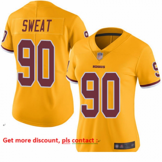 Redskins 90 Montez Sweat Gold Women Stitched Football Limited Rush Jersey Redskins 90 Montez Sweat Gold Women Stitched Football Limited Rush Jersey
