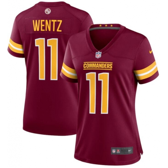 Women Washington Commanders #11 Carson Wentz Red Burgundy Stitched Limited Jersey Women Washington Commanders #11 Carson Wentz Red Burgundy Stitched Limited Jersey