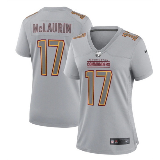 Women Washington Commanders 17 Terry McLaurin Grey Atmosphere Fashion Stitched Game Jersey Women Washington Commanders 17 Terry McLaurin Grey Atmosphere Fashion Stitched Game Jersey