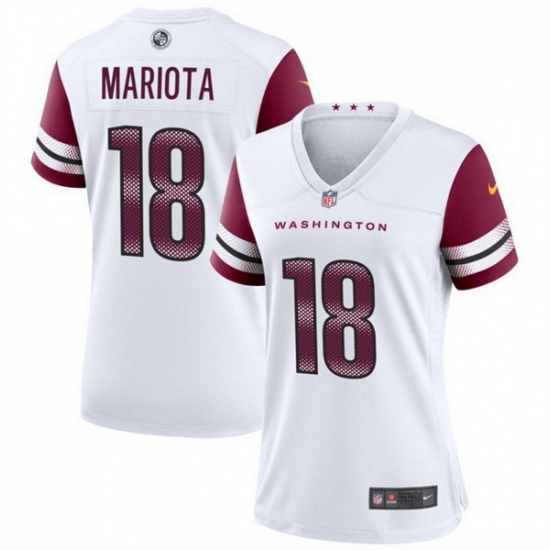 Women Washington Commanders 18 Marcus Mariota White Stitched Jersey Women Washington Commanders 18 Marcus Mariota White Stitched Jersey