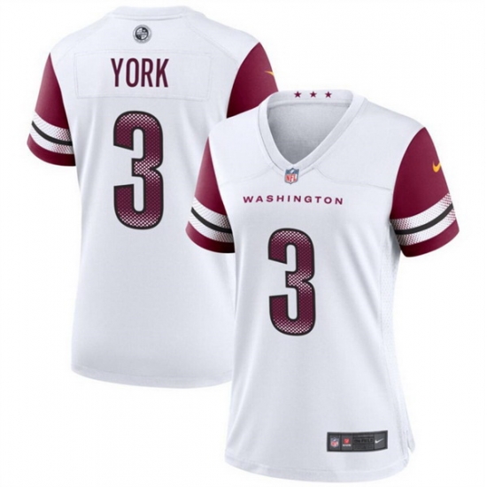 Women Washington Commanders 3 Cade York White Stitched Jersey Women Washington Commanders 3 Cade York White Stitched Jersey