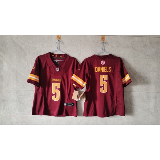 Women Washington Commanders 5 Jayden Daniels Burgundy 2024 F U S E Draft Stitched Jersey Women Washington Commanders 5 Jayden Daniels Burgundy 2024 F U S E Draft Stitched Jersey