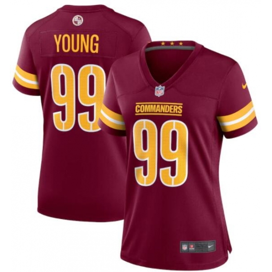 Women Washington Commanders 99 Chase Young 2022 Burgundy Vapor Limited Stitched Jersey Women Washington Commanders 99 Chase Young 2022 Burgundy Vapor Limited Stitched Jersey