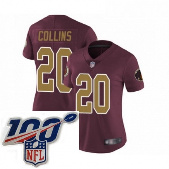 Women Washington Redskins 20 Landon Collins Burgundy Red Gold Number Alternate 80TH Anniversary Vapor Untouchable Limited Stitched 100th anniversary Neck P Women Washington Redskins 20 Landon Collins Burgundy Red Gold Number Alternate 80TH Anniversary Vapor Untouchable Limited Stitched 100th anniversary Neck P