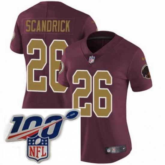 Womens Nike Washington Redskins 26 Orlando Scandrick Burgundy RedGold Number Alternate 80TH Anniversary Vapor Untouchable Limited Stitched 100th anniversar Womens Nike Washington Redskins 26 Orlando Scandrick Burgundy RedGold Number Alternate 80TH Anniversary Vapor Untouchable Limited Stitched 100th anniversar