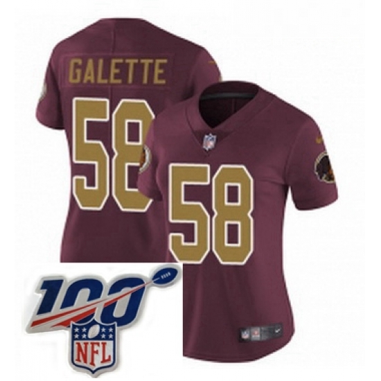Womens Nike Washington Redskins 58 Junior Galette Burgundy RedGold Number Alternate 80TH Anniversary Vapor Untouchable Limited Stitched 100th anniversary N Womens Nike Washington Redskins 58 Junior Galette Burgundy RedGold Number Alternate 80TH Anniversary Vapor Untouchable Limited Stitched 100th anniversary N