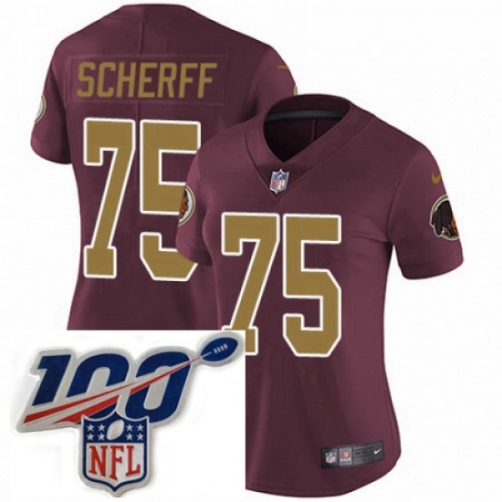 Womens Nike Washington Redskins 75 Brandon Scherff Burgundy RedGold Number Alternate 80TH Anniversary Vapor Untouchable Limited Stitched 100th anniversary Womens Nike Washington Redskins 75 Brandon Scherff Burgundy RedGold Number Alternate 80TH Anniversary Vapor Untouchable Limited Stitched 100th anniversary