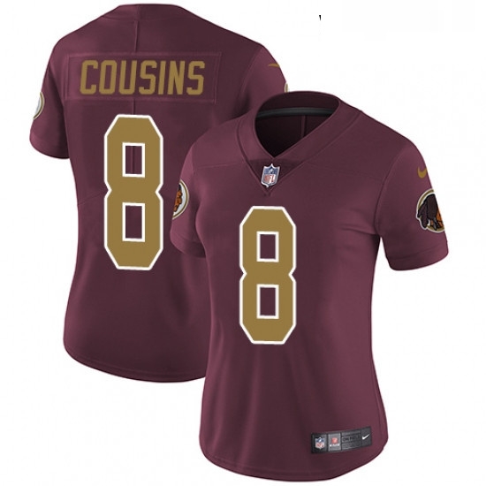 Womens Nike Washington Redskins 8 Kirk Cousins Burgundy RedGold Number Alternate 80TH Anniversary Vapor Untouchable Limited Player NFL Jersey Womens Nike Washington Redskins 8 Kirk Cousins Burgundy RedGold Number Alternate 80TH Anniversary Vapor Untouchable Limited Player NFL Jersey