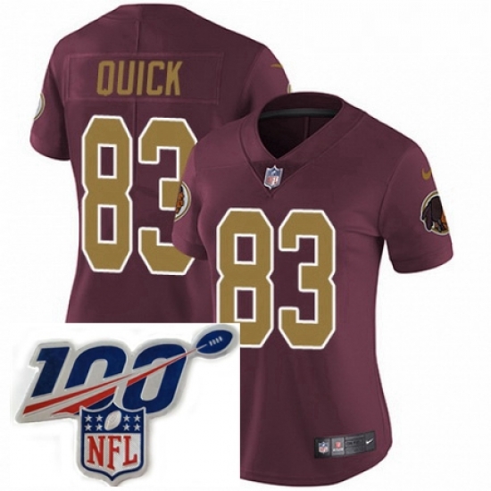 Womens Nike Washington Redskins 83 Brian Quick Burgundy RedGold Number Alternate 80TH Anniversary Vapor Untouchable Limited Stitched 100th anniversary Neck Womens Nike Washington Redskins 83 Brian Quick Burgundy RedGold Number Alternate 80TH Anniversary Vapor Untouchable Limited Stitched 100th anniversary Neck