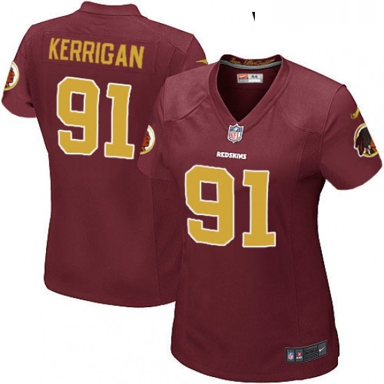 Womens Nike Washington Redskins 91 Ryan Kerrigan Game Burgundy RedGold Number Alternate 80TH Anniversary NFL Jersey Womens Nike Washington Redskins 91 Ryan Kerrigan Game Burgundy RedGold Number Alternate 80TH Anniversary NFL Jersey