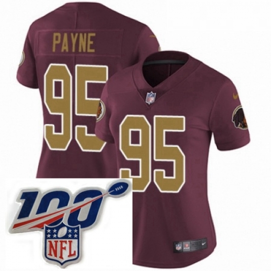 Womens Nike Washington Redskins 95 DaRon Payne Burgundy Red Gold Number Alternate 80TH Anniversary Vapor Untouchable Limited Stitched 100th anniversary Nec Womens Nike Washington Redskins 95 DaRon Payne Burgundy Red Gold Number Alternate 80TH Anniversary Vapor Untouchable Limited Stitched 100th anniversary Nec