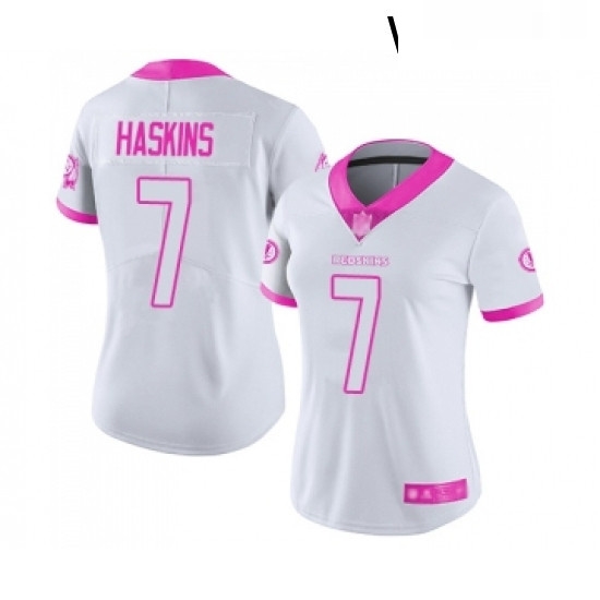 Womens Washington Redskins 7 Dwayne Haskins Limited White Pink Rush Fashion Football Jersey Womens Washington Redskins 7 Dwayne Haskins Limited White Pink Rush Fashion Football Jersey