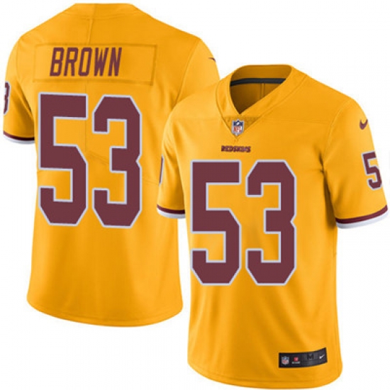 Youth Nike Redskins #53 Zach Brown Gold Stitched NFL Limited Rush Jersey Youth Nike Redskins #53 Zach Brown Gold Stitched NFL Limited Rush Jersey