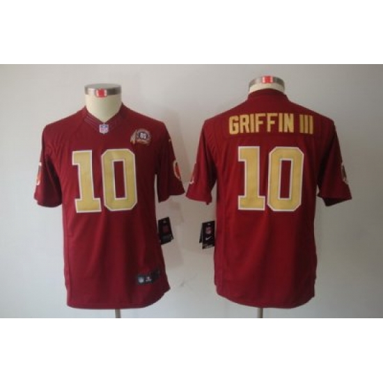 Youth Nike Washington Redskins #10 Robert Griffin III Red Color LIMITED Jerseys 80Th Patch Youth Nike Washington Redskins #10 Robert Griffin III Red Color LIMITED Jerseys 80Th Patch