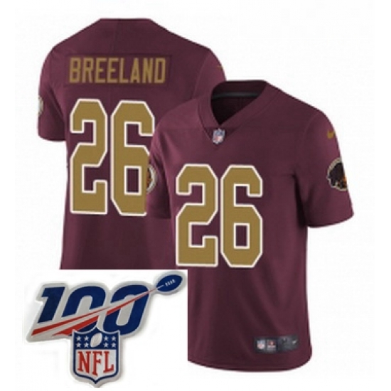 Youth Nike Washington Redskins 26 Bashaud Breeland Burgundy RedGold Number Alternate 80TH Anniversary Vapor Untouchable Limited Stitched 100th anniversary Youth Nike Washington Redskins 26 Bashaud Breeland Burgundy RedGold Number Alternate 80TH Anniversary Vapor Untouchable Limited Stitched 100th anniversary