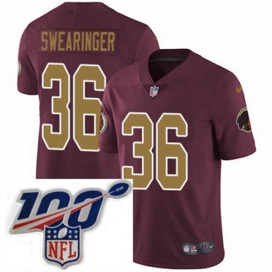 Youth Nike Washington Redskins 36 DJ Swearinger Burgundy RedGold Number Alternate 80TH Anniversary Vapor Untouchable Limited Stitched 100th anniversary Nec Youth Nike Washington Redskins 36 DJ Swearinger Burgundy RedGold Number Alternate 80TH Anniversary Vapor Untouchable Limited Stitched 100th anniversary Nec