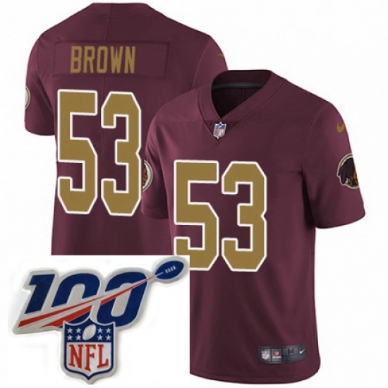 Youth Nike Washington Redskins 53 Zach Brown Burgundy RedGold Number Alternate 80TH Anniversary Vapor Untouchable Limited Stitched 100th anniversary Neck P Youth Nike Washington Redskins 53 Zach Brown Burgundy RedGold Number Alternate 80TH Anniversary Vapor Untouchable Limited Stitched 100th anniversary Neck P
