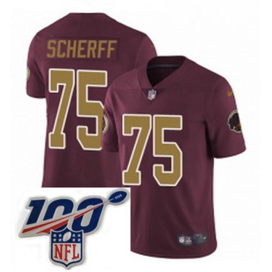 Youth Nike Washington Redskins 75 Brandon Scherff Burgundy RedGold Number Alternate 80TH Anniversary Vapor Untouchable Limited Stitched 100th anniversary N Youth Nike Washington Redskins 75 Brandon Scherff Burgundy RedGold Number Alternate 80TH Anniversary Vapor Untouchable Limited Stitched 100th anniversary N