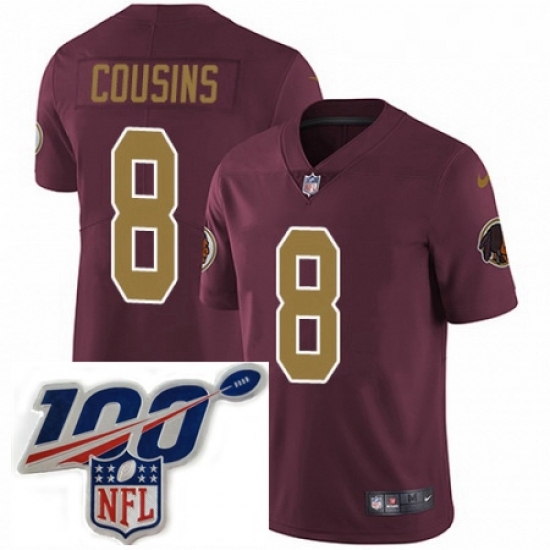 Youth Nike Washington Redskins 8 Kirk Cousins Burgundy RedGold Number Alternate 80TH Anniversary Vapor Untouchable Limited Stitched 100th anniversary Neck Youth Nike Washington Redskins 8 Kirk Cousins Burgundy RedGold Number Alternate 80TH Anniversary Vapor Untouchable Limited Stitched 100th anniversary Neck