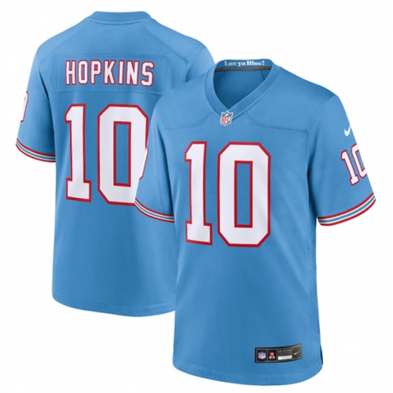 Men Tennessee Titans 10 DeAndre Hopkins Light Blue Throwback Player Stitched Game Jersey Men Tennessee Titans 10 DeAndre Hopkins Light Blue Throwback Player Stitched Game Jersey