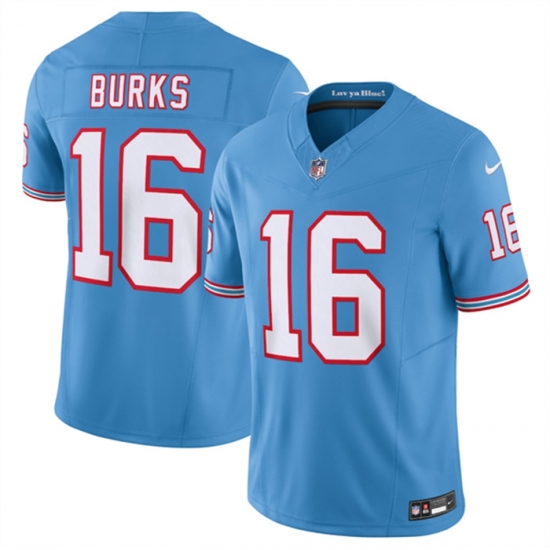 Men Tennessee Titans 16 Treylon Burks Light Blue 2023 F U S E Vapor Limited Throwback Stitched Football Jersey Men Tennessee Titans 16 Treylon Burks Light Blue 2023 F U S E Vapor Limited Throwback Stitched Football Jersey