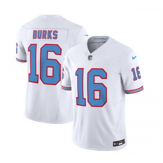 Men Tennessee Titans 16 Treylon Burks White 2023 F U S E Vapor Limited Throwback Stitched Football Jersey Men Tennessee Titans 16 Treylon Burks White 2023 F U S E Vapor Limited Throwback Stitched Football Jersey