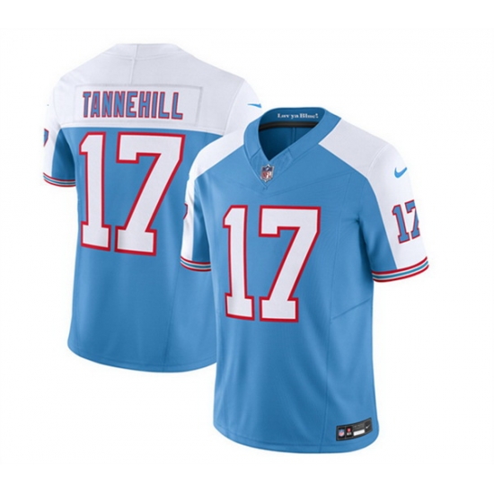 Men Tennessee Titans 17 Ryan Tannehill Blue White 2023 F U S E Vapor Limited Throwback Stitched Football Jersey Men Tennessee Titans 17 Ryan Tannehill Blue White 2023 F U S E Vapor Limited Throwback Stitched Football Jersey