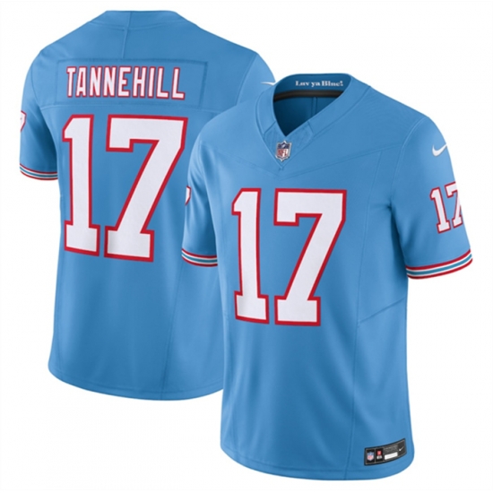 Men Tennessee Titans 17 Ryan Tannehill Light Blue 2023 F U S E Vapor Limited Throwback Stitched Football Jersey Men Tennessee Titans 17 Ryan Tannehill Light Blue 2023 F U S E Vapor Limited Throwback Stitched Football Jersey