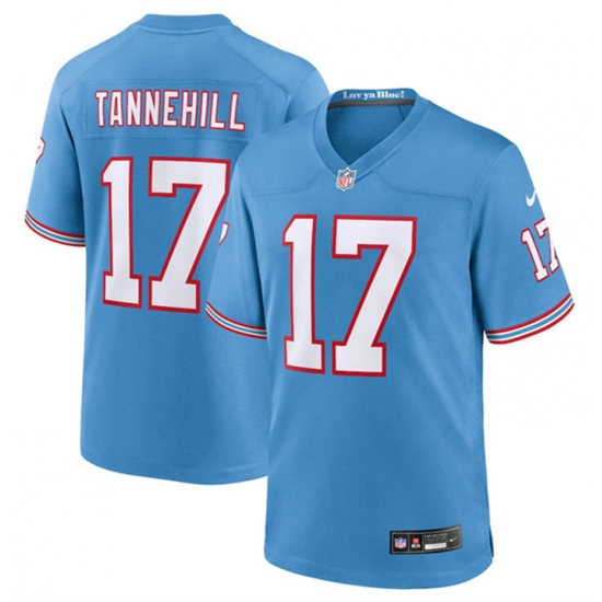 Men Tennessee Titans 17 Ryan Tannehill Light Blue Throwback Player Stitched Game Jersey Men Tennessee Titans 17 Ryan Tannehill Light Blue Throwback Player Stitched Game Jersey