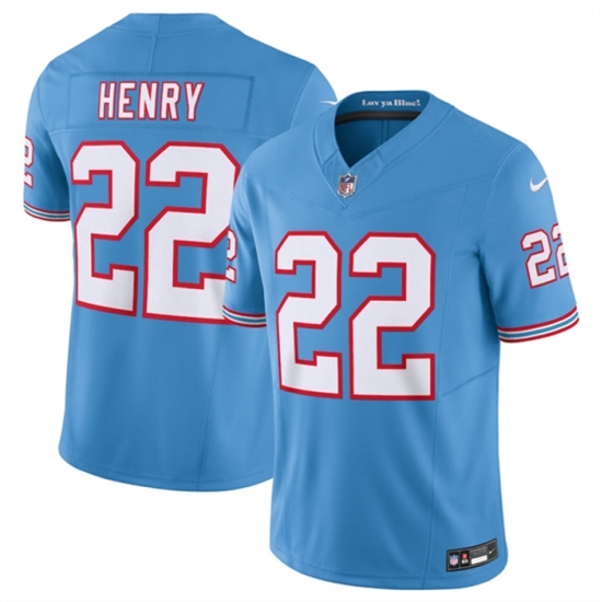 Men Tennessee Titans 22 Derrick Henry Light Blue 2023 F U S E Vapor Limited Throwback Stitched Football Jersey Men Tennessee Titans 22 Derrick Henry Light Blue 2023 F U S E Vapor Limited Throwback Stitched Football Jersey