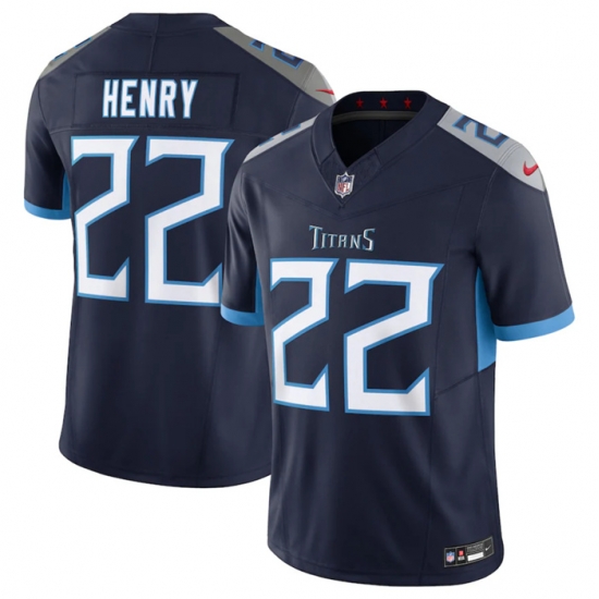 Men Tennessee Titans 22 Derrick Henry Navy 2023 F U S E Vapor Untouchable Stitched Jersey Men Tennessee Titans 22 Derrick Henry Navy 2023 F U S E Vapor Untouchable Stitched Jersey