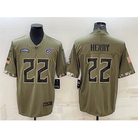 Men Tennessee Titans 22 Derrick Henry Olive 2022 Salute To Service Limited Stitched Jersey Men Tennessee Titans 22 Derrick Henry Olive 2022 Salute To Service Limited Stitched Jersey