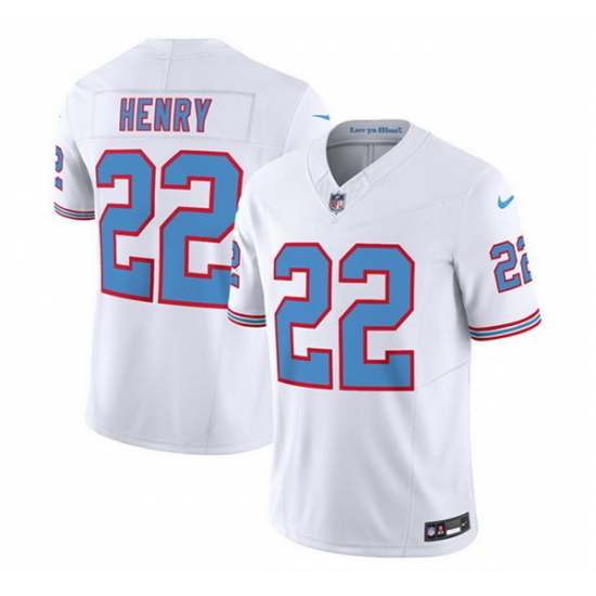 Men Tennessee Titans 22 Derrick Henry White 2023 F U S E Vapor Limited Throwback Stitched Football Jersey Men Tennessee Titans 22 Derrick Henry White 2023 F U S E Vapor Limited Throwback Stitched Football Jersey