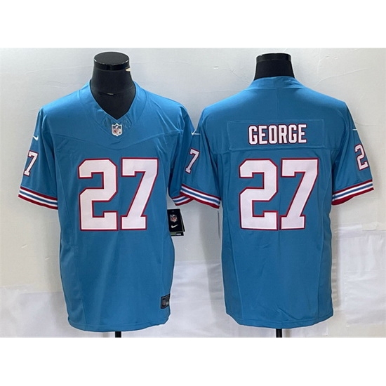 Men Tennessee Titans 27 Eddie George Light Blue 2023 F U S E Vapor Limited Throwback Stitched Football Jersey Men Tennessee Titans 27 Eddie George Light Blue 2023 F U S E Vapor Limited Throwback Stitched Football Jersey