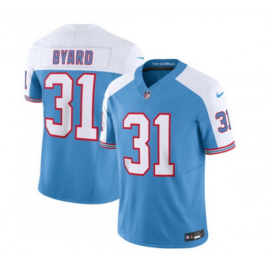 Men Tennessee Titans 31 Kevin Byard Blue White 2023 F U S E Vapor Limited Throwback Stitched Football Jersey Men Tennessee Titans 31 Kevin Byard Blue White 2023 F U S E Vapor Limited Throwback Stitched Football Jersey