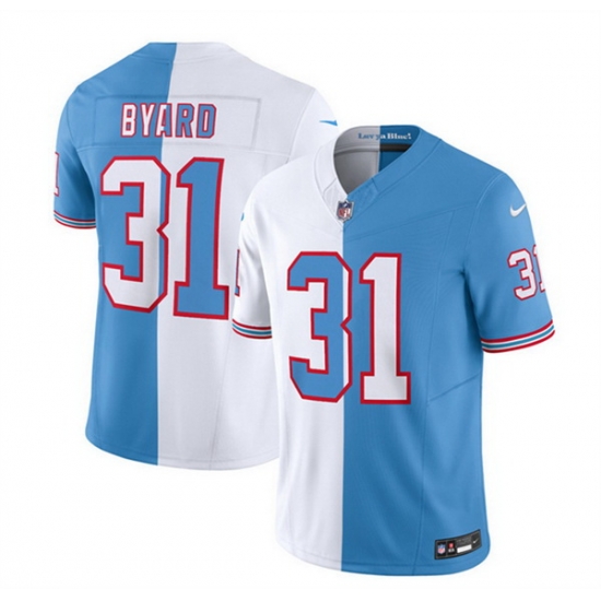 Men Tennessee Titans 31 Kevin Byard White Blue 2023 F U S E Split Vapor Limited Throwback Stitched Football Jersey Men Tennessee Titans 31 Kevin Byard White Blue 2023 F U S E Split Vapor Limited Throwback Stitched Football Jersey
