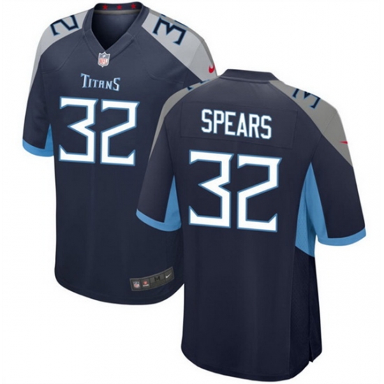 Men Tennessee Titans 32 Tyjae Spears Navy Stitched Game Football Jersey