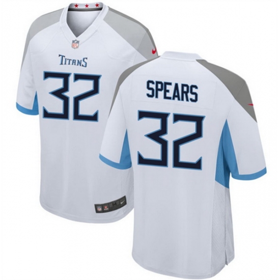 Men Tennessee Titans 32 Tyjae Spears White Stitched Game Football Jersey Men Tennessee Titans 32 Tyjae Spears White Stitched Game Football Jersey