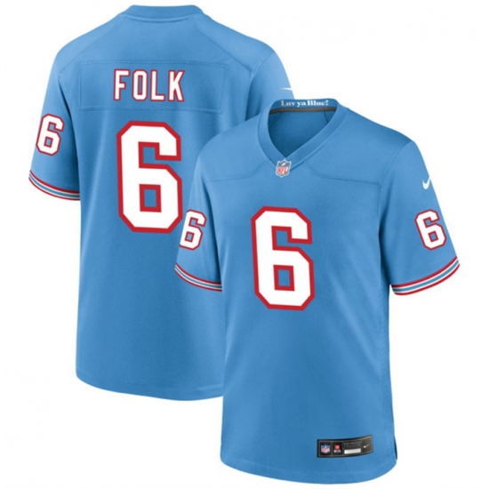 Men Tennessee Titans 6 Nick Folk Light Blue Throwback Player Stitched Game Jersey Men Tennessee Titans 6 Nick Folk Light Blue Throwback Player Stitched Game Jersey