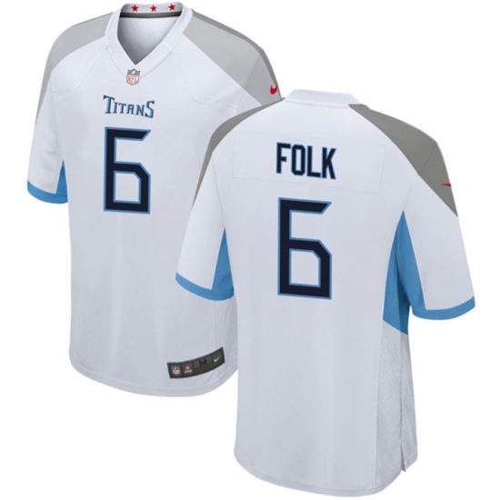 Men Tennessee Titans 6 Nick Folk White Stitched Game Football Jersey Men Tennessee Titans 6 Nick Folk White Stitched Game Football Jersey