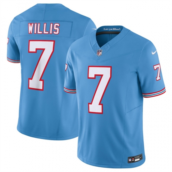 Men Tennessee Titans 7 Malik Willis Light Blue 2023 F U S E Vapor Limited Throwback Stitched Football Jersey Men Tennessee Titans 7 Malik Willis Light Blue 2023 F U S E Vapor Limited Throwback Stitched Football Jersey