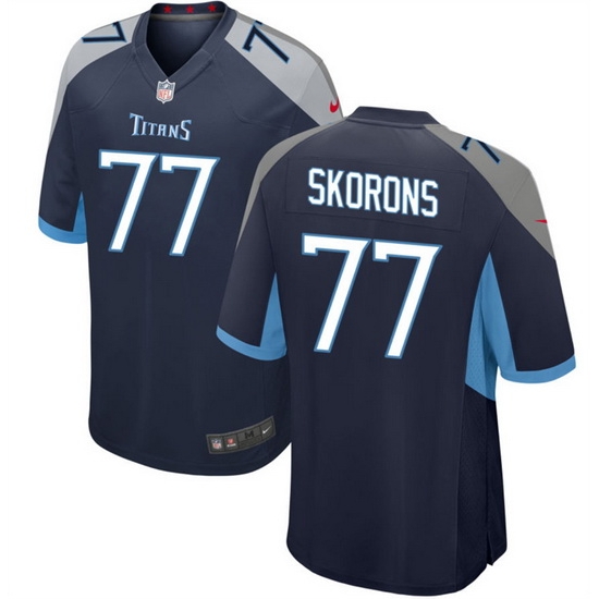Men Tennessee Titans 77 Peter Skoronski Navy 2023 Draft Stitched Game Jersey Men Tennessee Titans 77 Peter Skoronski Navy 2023 Draft Stitched Game Jersey