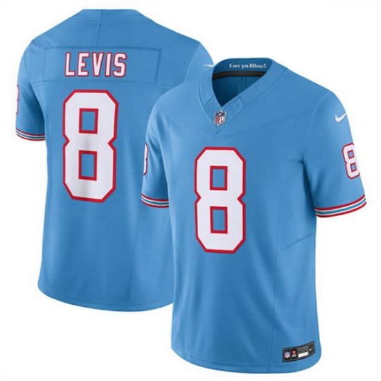 Men Tennessee Titans 8 Will Levis Light Blue 2023 F U S E Vapor Limited Throwback Stitched Football Jersey Men Tennessee Titans 8 Will Levis Light Blue 2023 F U S E Vapor Limited Throwback Stitched Football Jersey