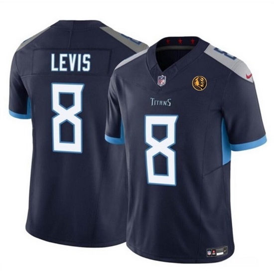 Men Tennessee Titans 8 Will Levis Navy 2023 F U S E With John Madden Patch Vapor Limited Stitched Football Jersey Men Tennessee Titans 8 Will Levis Navy 2023 F U S E With John Madden Patch Vapor Limited Stitched Football Jersey