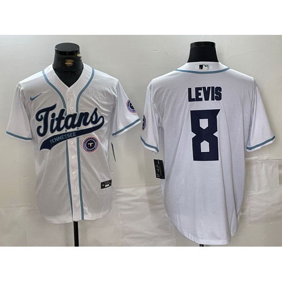 Men Tennessee Titans 8 Will Levis White With Patch Cool Base Stitched Baseball Jersey 1 Men Tennessee Titans 8 Will Levis White With Patch Cool Base Stitched Baseball Jersey 1