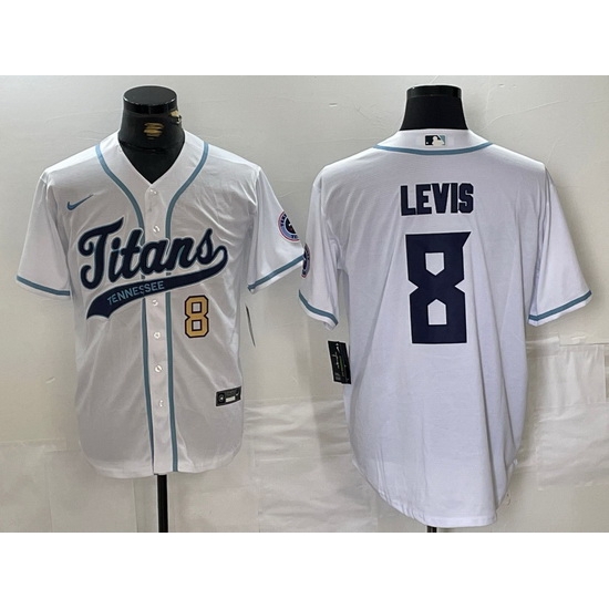 Men Tennessee Titans 8 Will Levis White With Patch Cool Base Stitched Baseball Jersey 2 Men Tennessee Titans 8 Will Levis White With Patch Cool Base Stitched Baseball Jersey 2